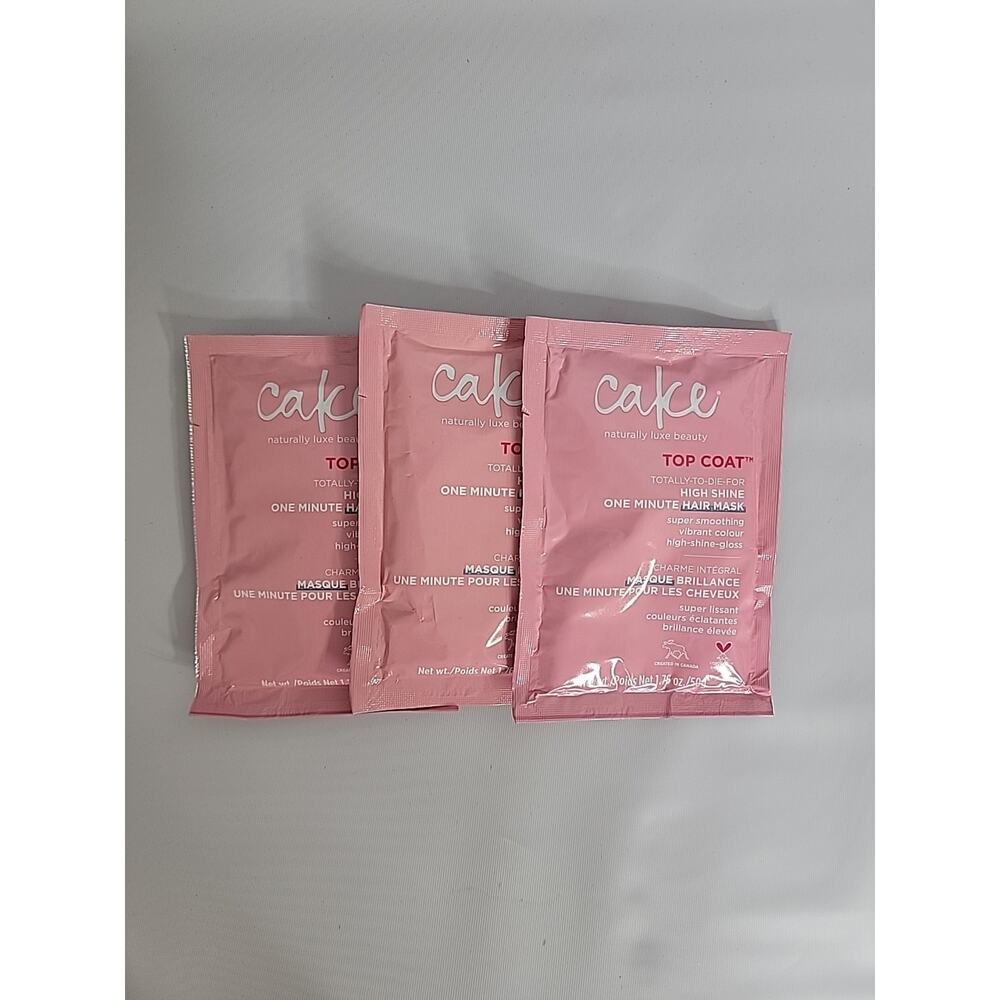 Cake Beauty Top Coat One Minute High Shine Deep Conditioner Hair Mask 3 Pack Lot